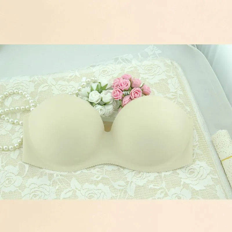 Women Front Closure Silicone Self-Adhesive Half Cup Wire Free Backless Strapless Seamless Push Up Bra For Female Intimates