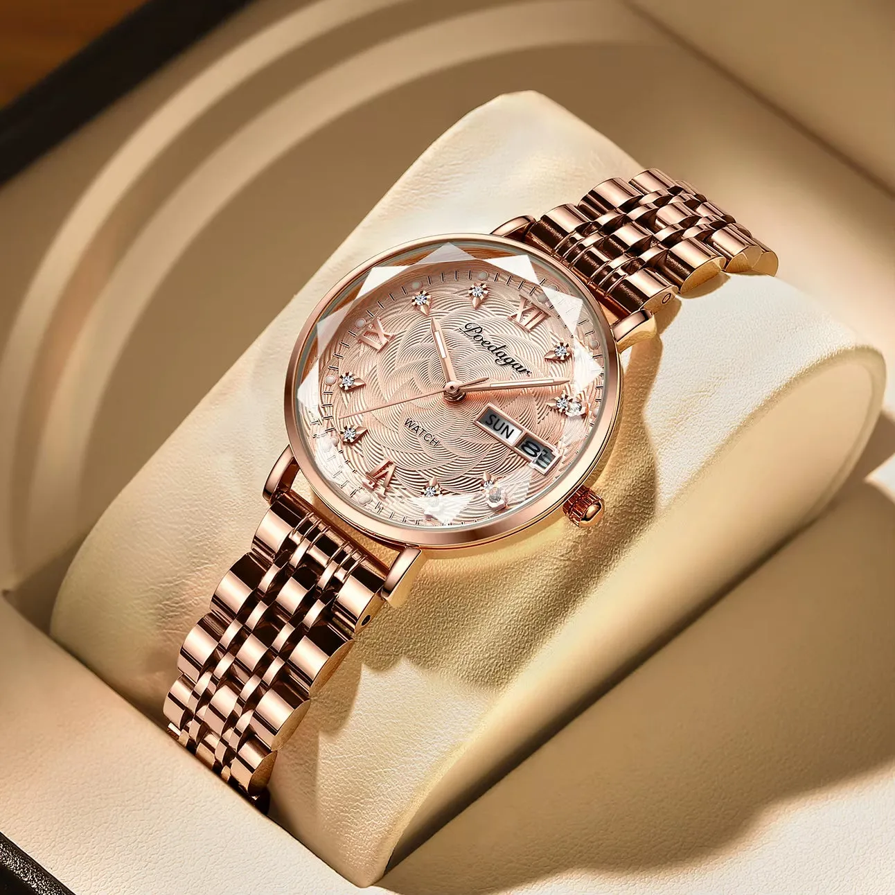 Women Watch Stainless Steel Mesh Rose Gold Simple Waterproof Luminous Ladies Watches Luxury Quartz Elegant