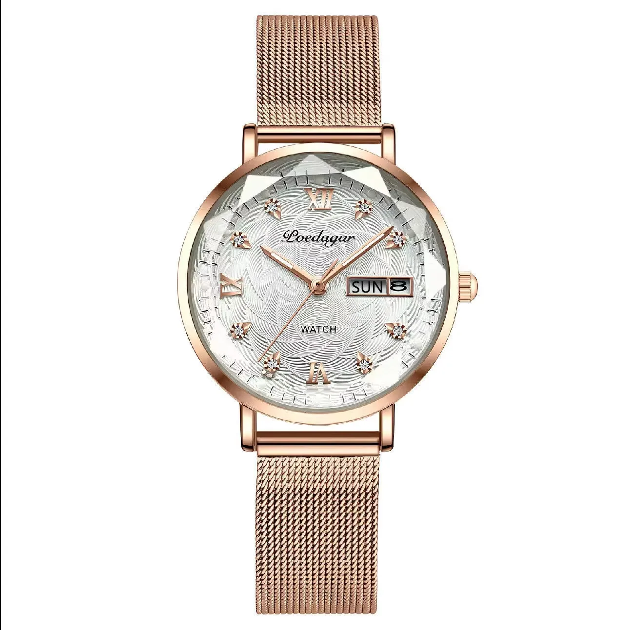 Women Watch Stainless Steel Mesh Rose Gold Simple Waterproof Luminous Ladies Watches Luxury Quartz Elegant