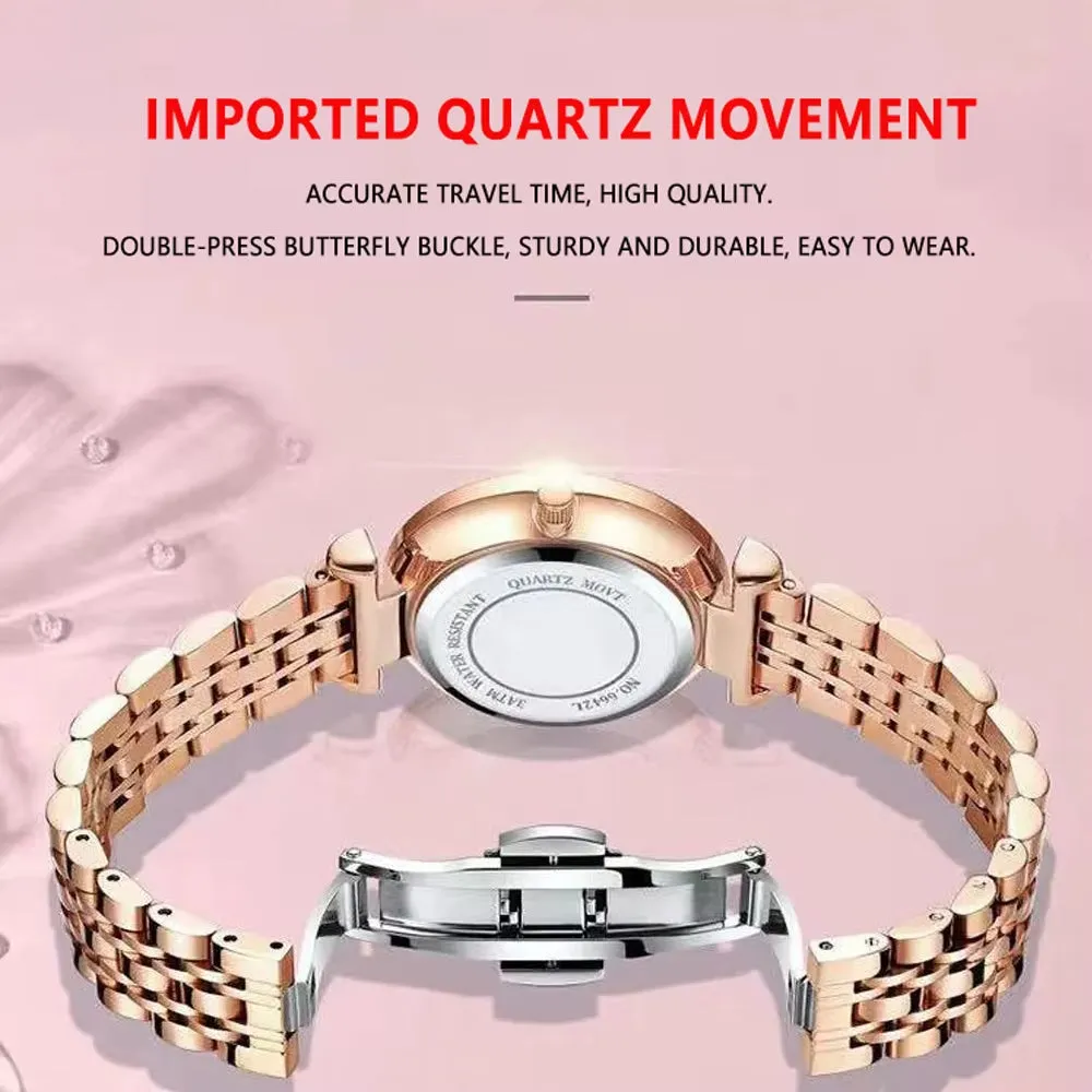Women Watch Stainless Steel Mesh Rose Gold Simple Waterproof Luminous Ladies Watches Luxury Quartz Elegant