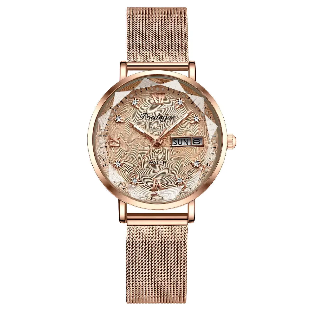 Women Watch Stainless Steel Mesh Rose Gold Simple Waterproof Luminous Ladies Watches Luxury Quartz Elegant