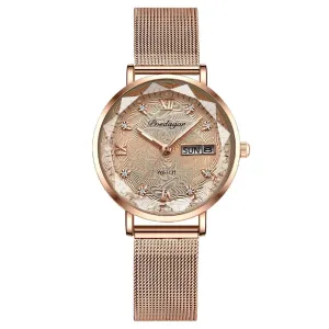 Women Watch Stainless Steel Mesh Rose Gold Simple Waterproof Luminous Ladies Watches Luxury Quartz Elegant