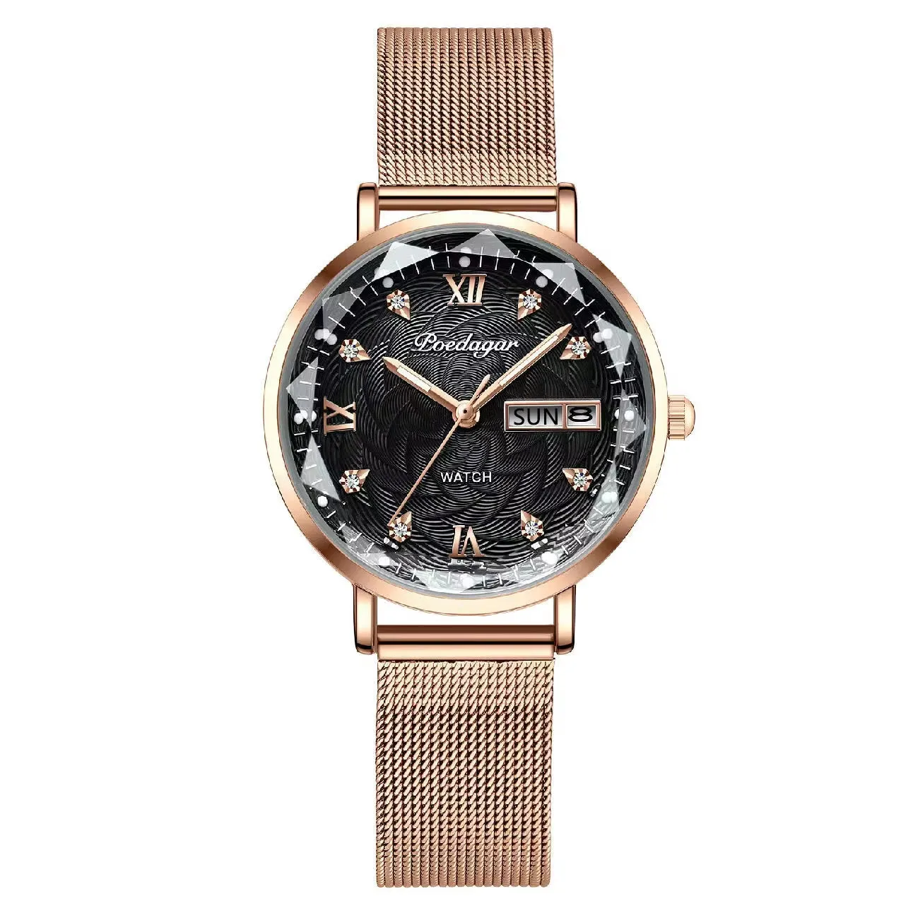 Women Watch Stainless Steel Mesh Rose Gold Simple Waterproof Luminous Ladies Watches Luxury Quartz Elegant