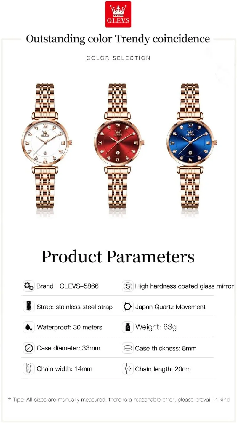 Women Watches Japanese Quartz Waterproof Wristwatch Stainless Steel Strap Fashion Dress Luminous Lady Watch Bracelet Sets Valentines Day Gifts