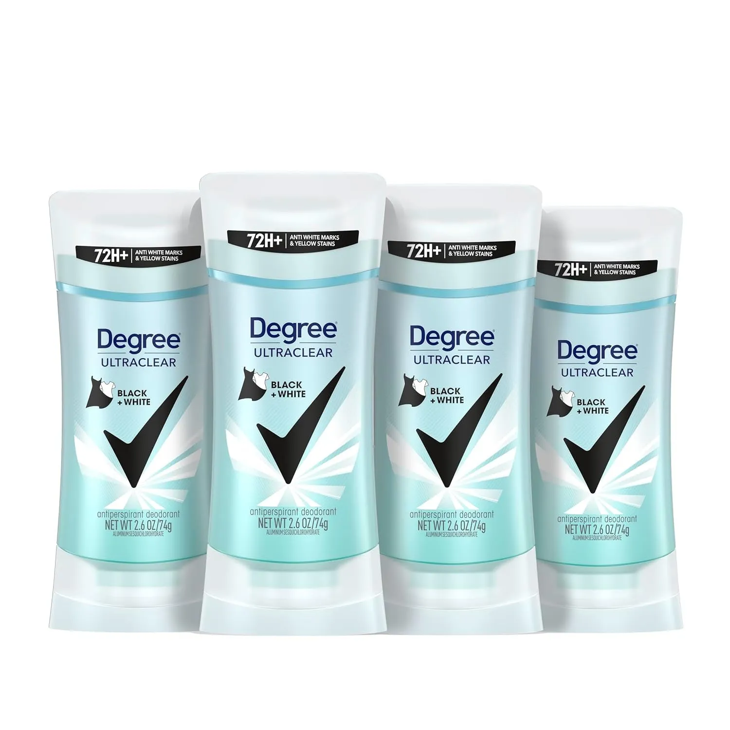 Women'S Black White 4 Count Antiperspirant Balm 2.6 Oz - Protects from Deodorant Stains, Fresh Scent, 48H Non-Stop Protection