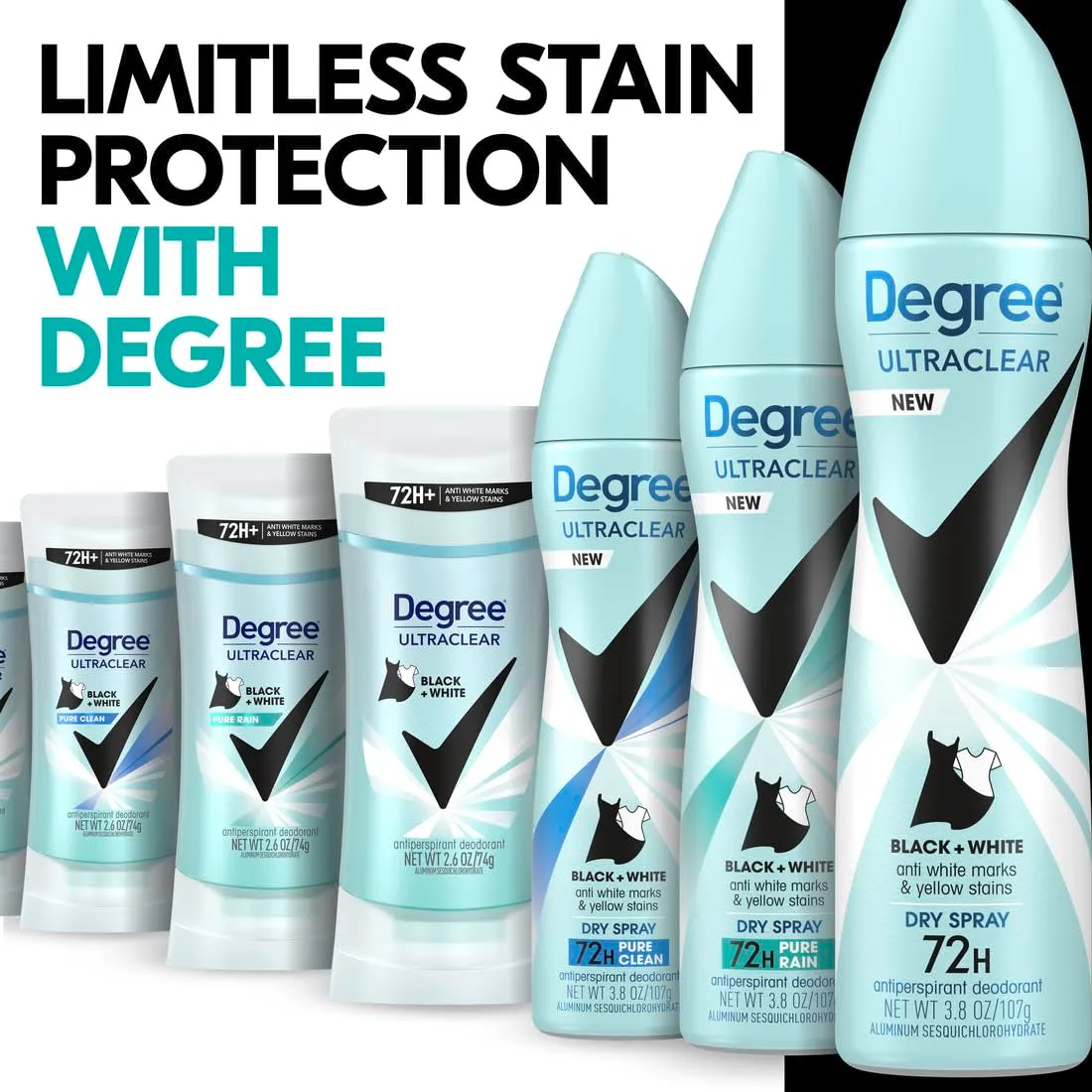 Women'S Black White 4 Count Antiperspirant Balm 2.6 Oz - Protects from Deodorant Stains, Fresh Scent, 48H Non-Stop Protection