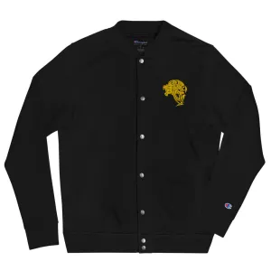 Women's Embroidered Champion Bomber Jacket - Black