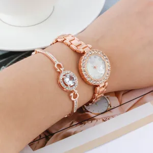 Women's Rose Gold and Silver Watch   Bracelet Set