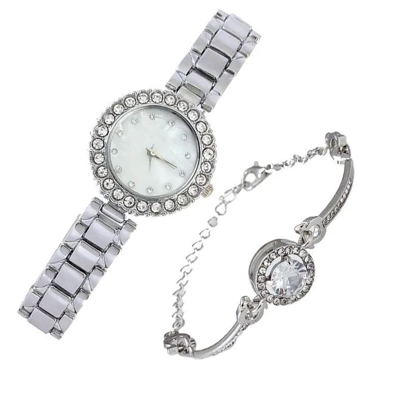Women's Rose Gold and Silver Watch   Bracelet Set