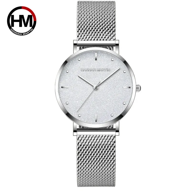 Women's Rose Gold Stainless Steel Mesh Quartz Waterproof Wristwatch