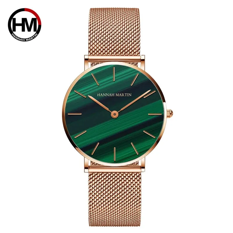 Women's Rose Gold Stainless Steel Mesh Quartz Waterproof Wristwatch