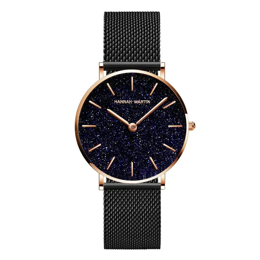 Women's Rose Gold Stainless Steel Mesh Quartz Waterproof Wristwatch