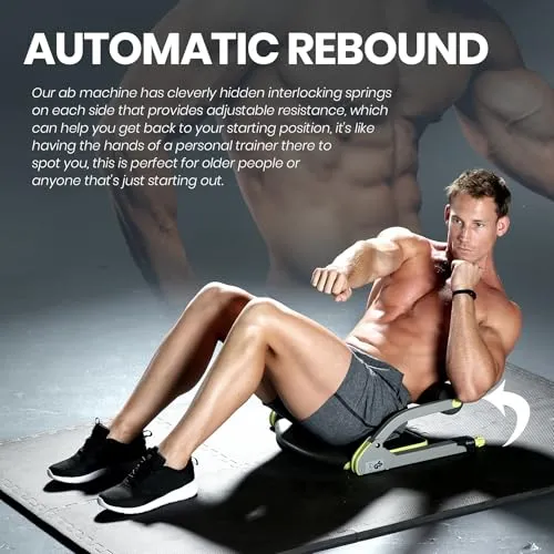 WONDER CORE Smart, Ab Workout Equipment, Sit Up Machine & Exercise Equipment, Ab Crunch Machine for Stomach Workout, Ab Core Trainer Abdominal Machine, Fitness Equipment for Home Gym (Green)
