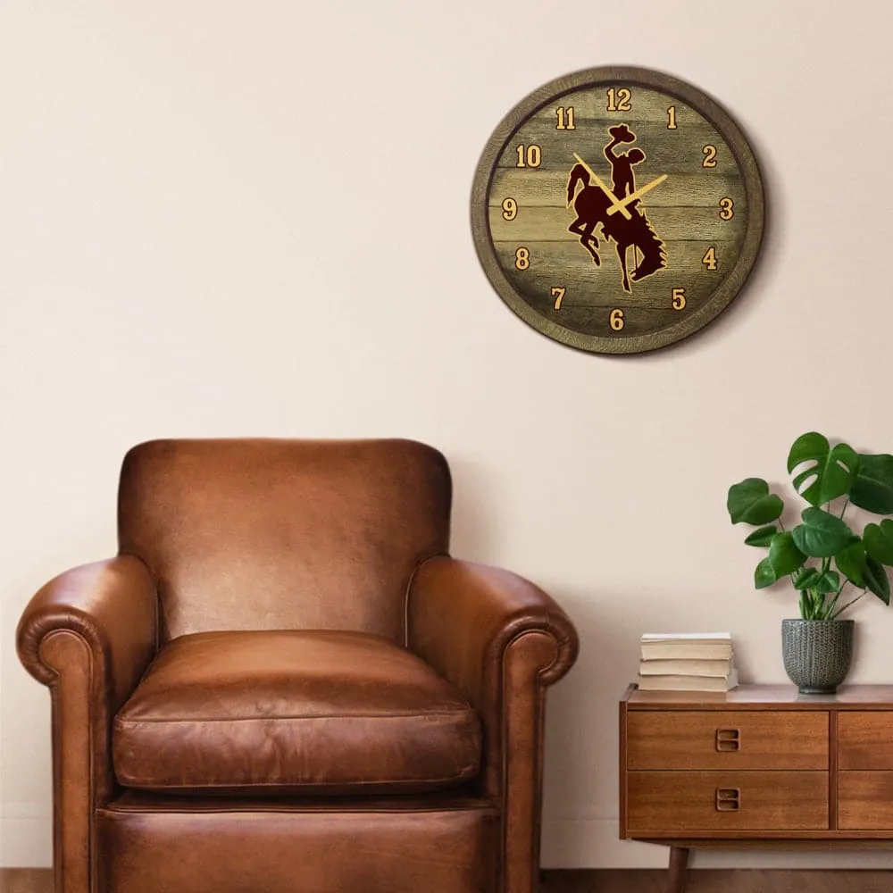 Wyoming Cowboys: "Faux" Barrel Top Wall Clock