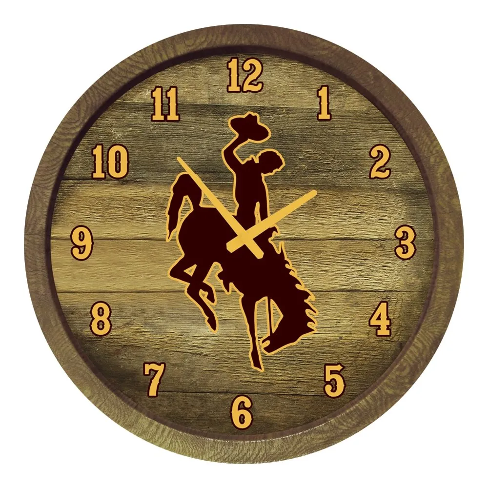 Wyoming Cowboys: "Faux" Barrel Top Wall Clock