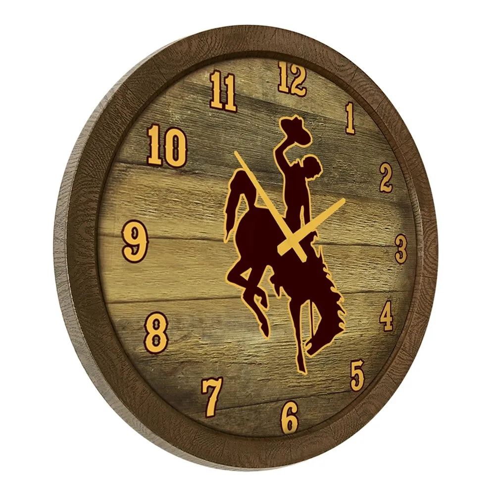 Wyoming Cowboys: "Faux" Barrel Top Wall Clock