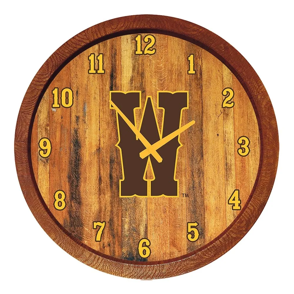 Wyoming Cowboys: W - "Faux" Barrel Top Wall Clock