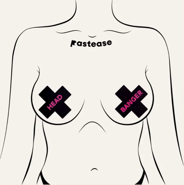 X   'Head Banger' Neon Pink Pasties *