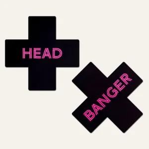 X   'Head Banger' Neon Pink Pasties *