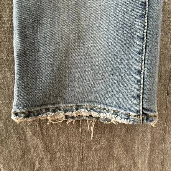 Y2K Vintage Parasuco Mid Rise Clear Rhinestone Raw Waist Flare Leg Jeans Size 4