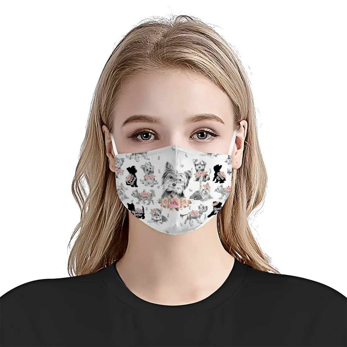 Yorkshire Terrier Floral Vintage EZ07 2606 Face Mask Ver A