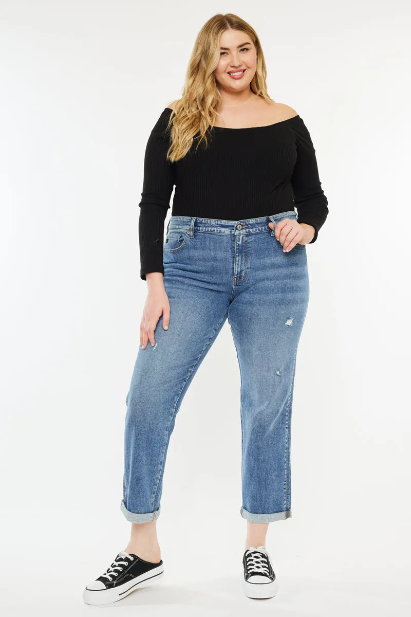 Yvonne  Mid Rise Slim Boyfriend Jeans (Plus Size)
