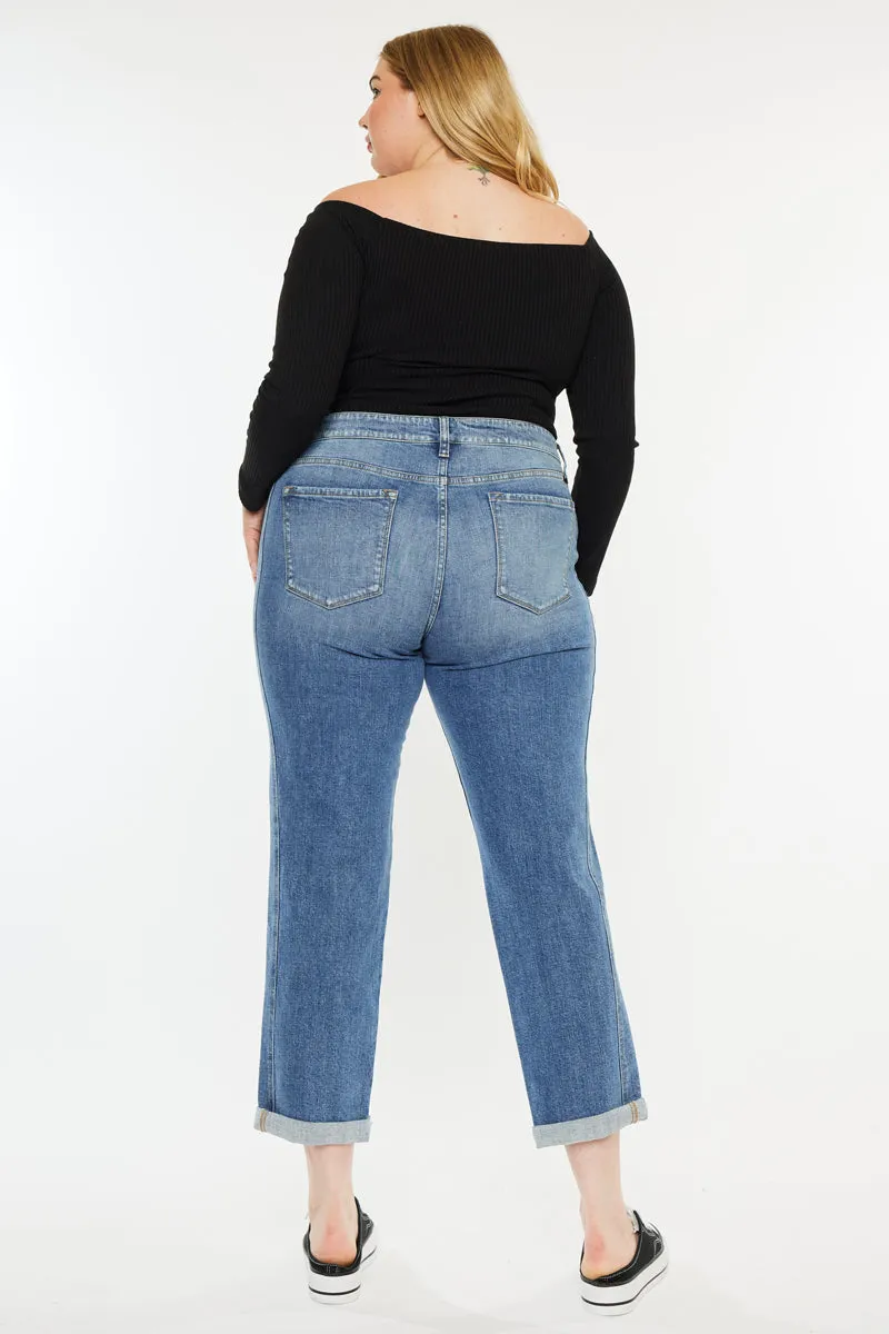Yvonne  Mid Rise Slim Boyfriend Jeans (Plus Size)