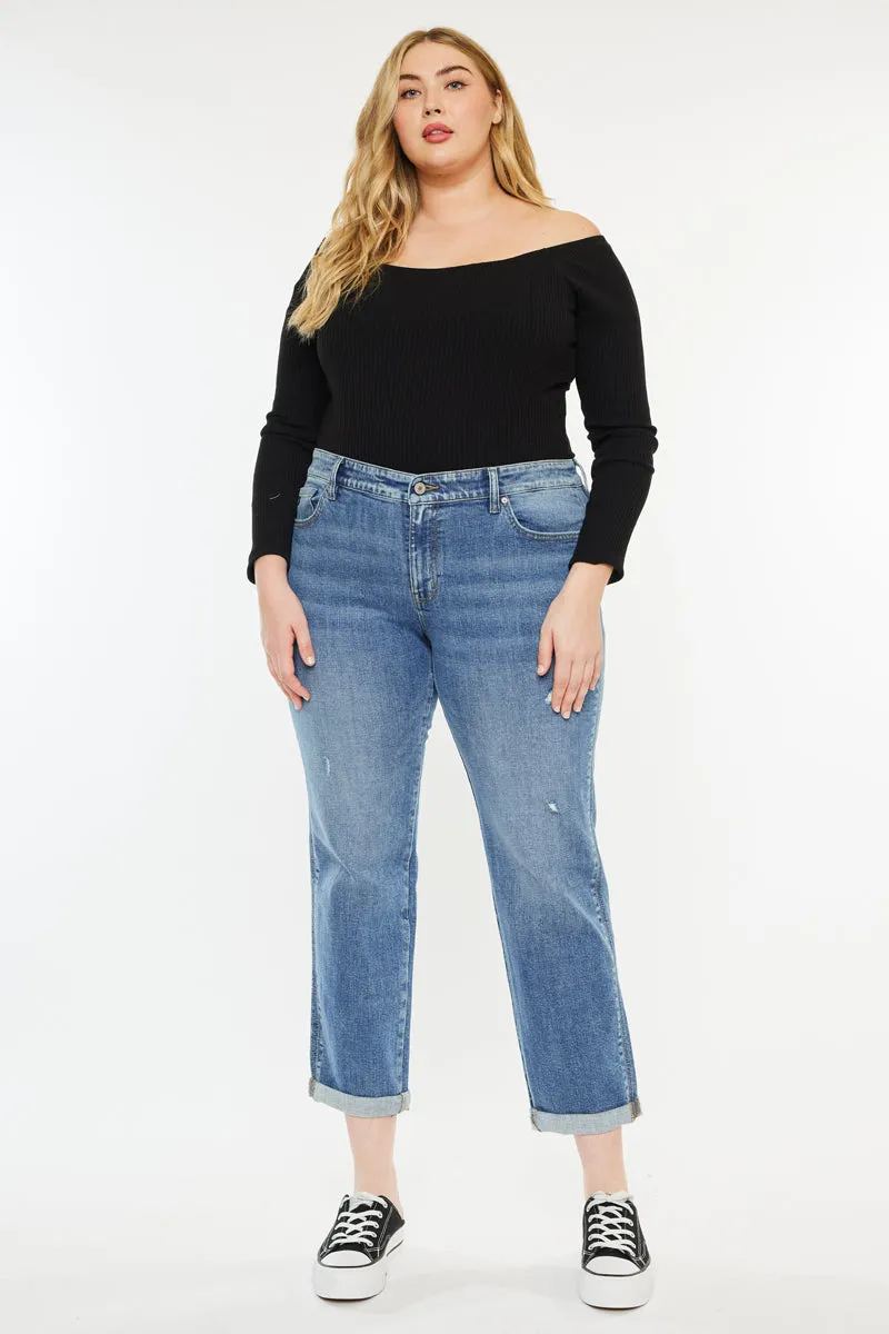 Yvonne  Mid Rise Slim Boyfriend Jeans (Plus Size)