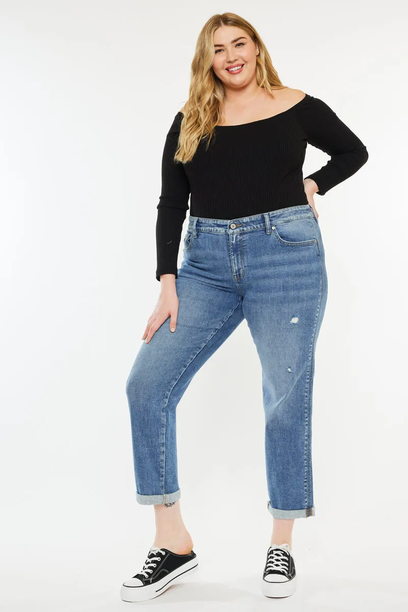Yvonne  Mid Rise Slim Boyfriend Jeans (Plus Size)