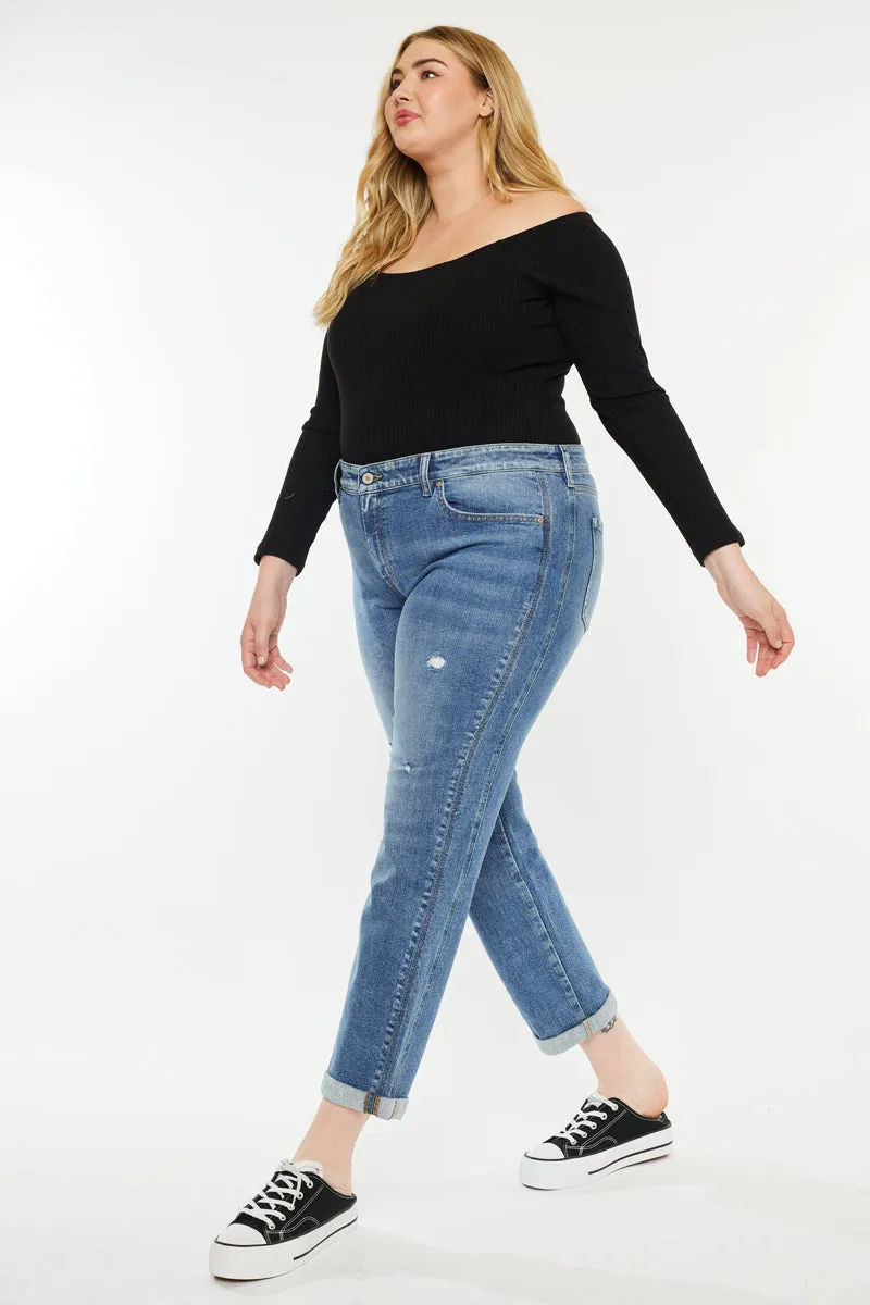 Yvonne  Mid Rise Slim Boyfriend Jeans (Plus Size)