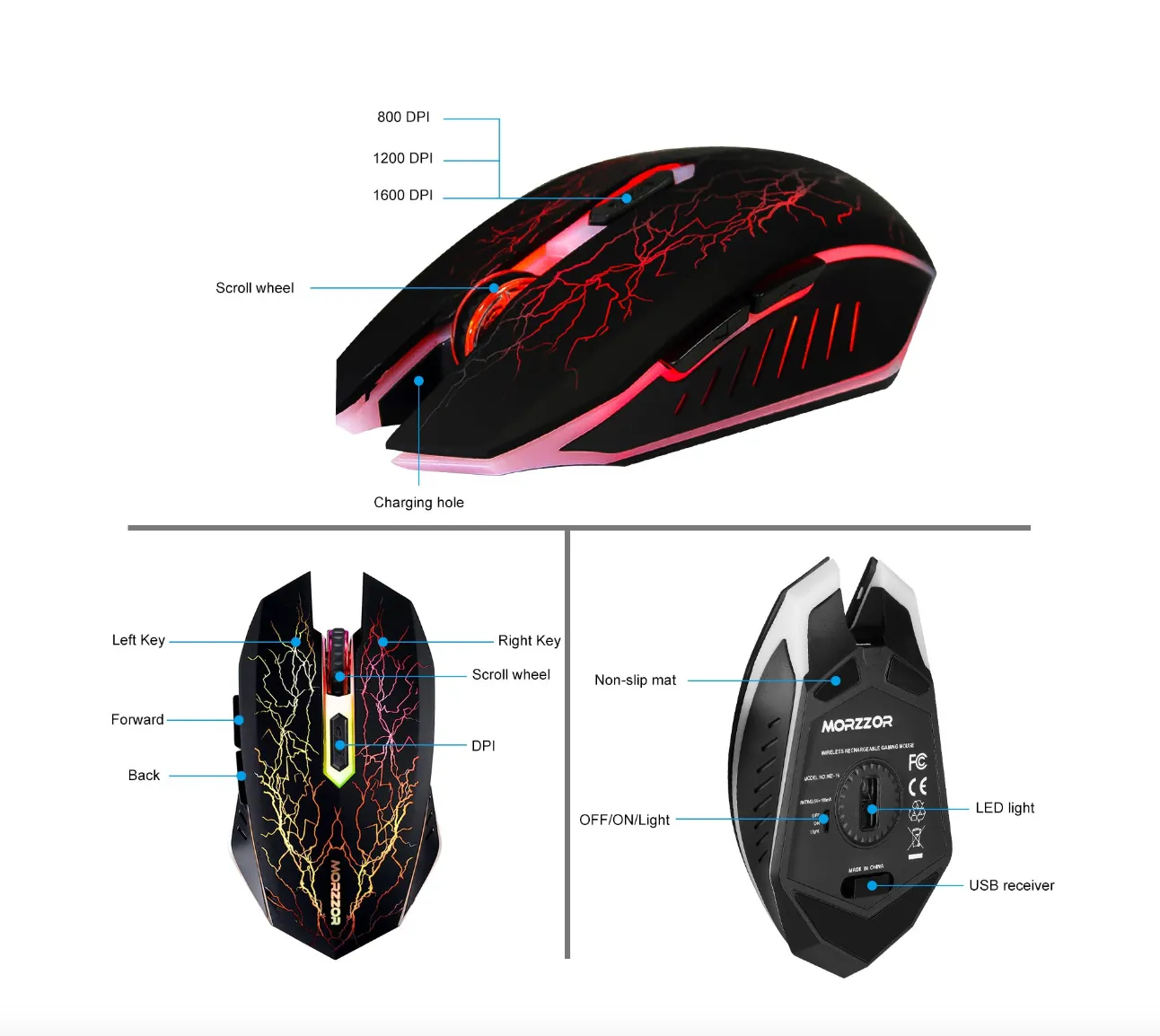 YZ Premiums | Wireless | Rechargeable | LED | Lightweight Gaming Mouse