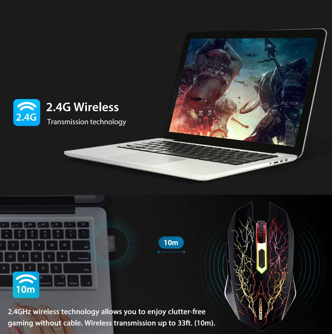 YZ Premiums | Wireless | Rechargeable | LED | Lightweight Gaming Mouse