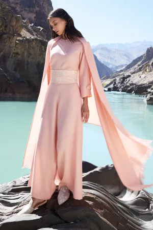 Zanskar Woollen Jumpsuit (Dusty Pink) & Sand Woollen Shawl (Dusty Pink)