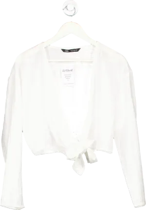 Zara White Tie Front Blouse UK S