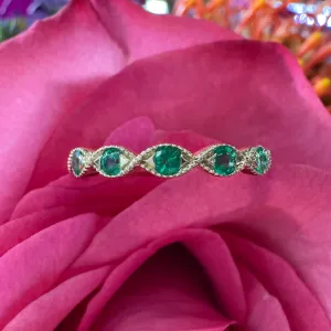 Zeghani Emerald Twisted Stackable Band 14K Yellow Gold Ring ZR1609-Y