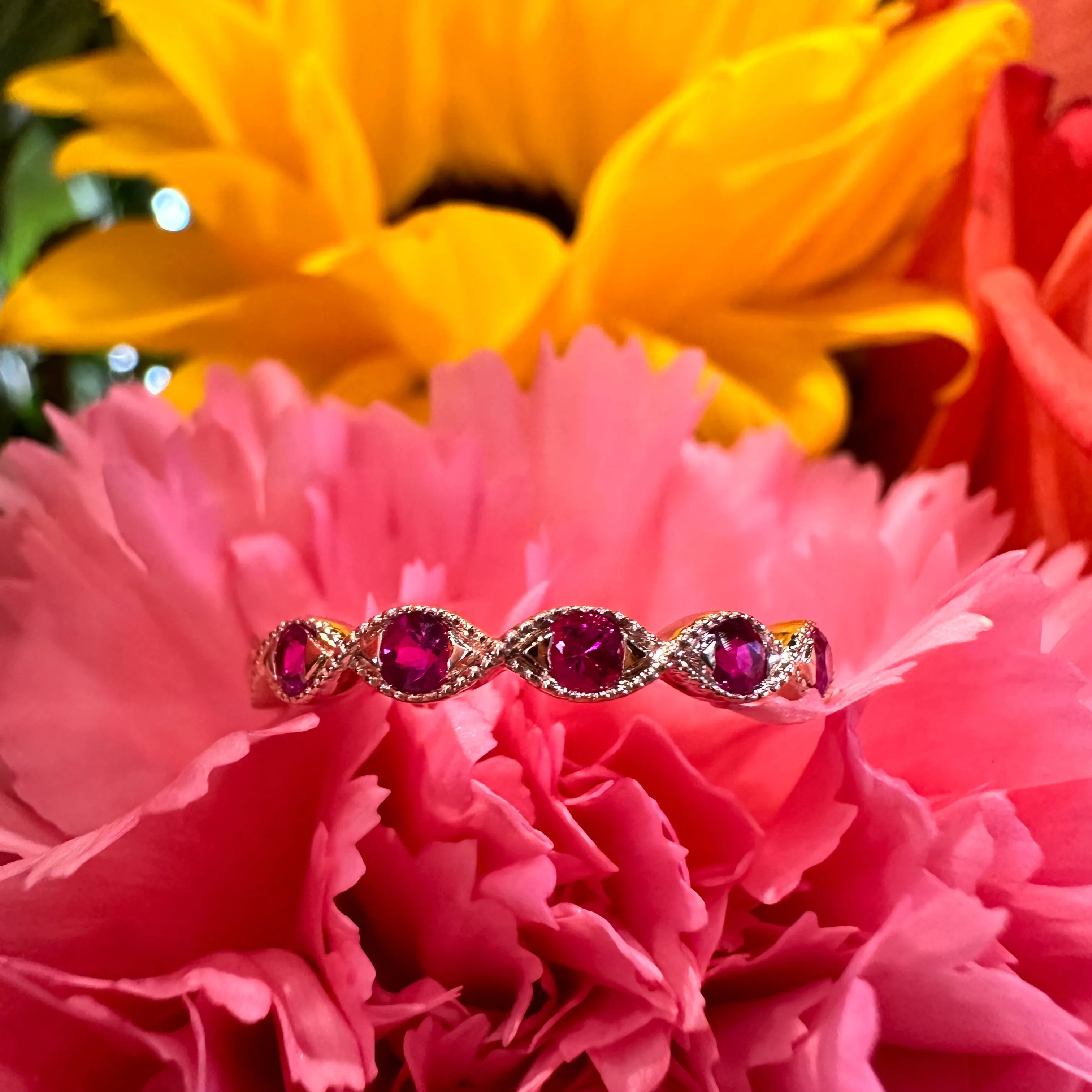 Zeghani Ruby Twisted Stackable Band 14K Rose Gold Ring ZR1609-R