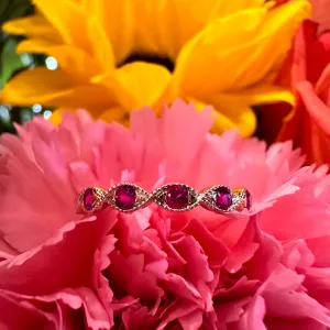 Zeghani Ruby Twisted Stackable Band 14K Rose Gold Ring ZR1609-R