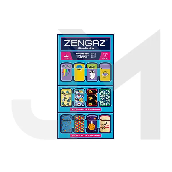 Zengaz Cube ZL-12 Royal Jet (EU-S3) - Jet Flame Lighters Bundle   48 Lighters with Cube display stand