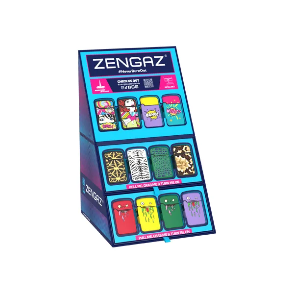 Zengaz Cube ZL-12 Royal Jet (EU-S5) - Jet Flame Lighters Bundle   48 Lighters with Cube display stand
