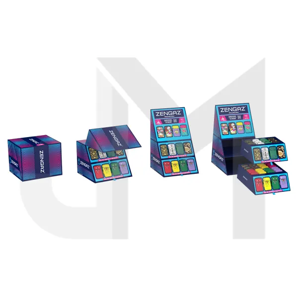 Zengaz Cube ZL-12 Royal Jet (EU-S5) - Jet Flame Lighters Bundle   48 Lighters with Cube display stand