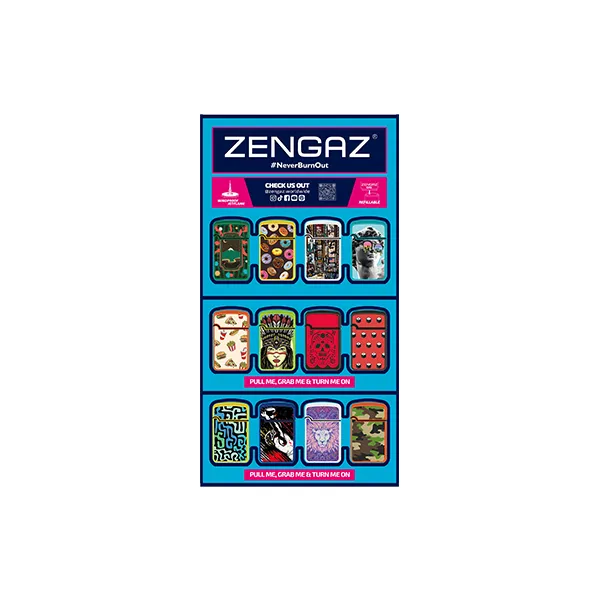 Zengaz Cube ZL-12 Royal Jet (EU-S7) - Jet Flame Lighters Bundle   48 Lighters with Cube display stand