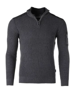 ZIMEGO Mens Long Sleeve Pullover Quarter Zip Mock Neck Polo Sweater with Pocket