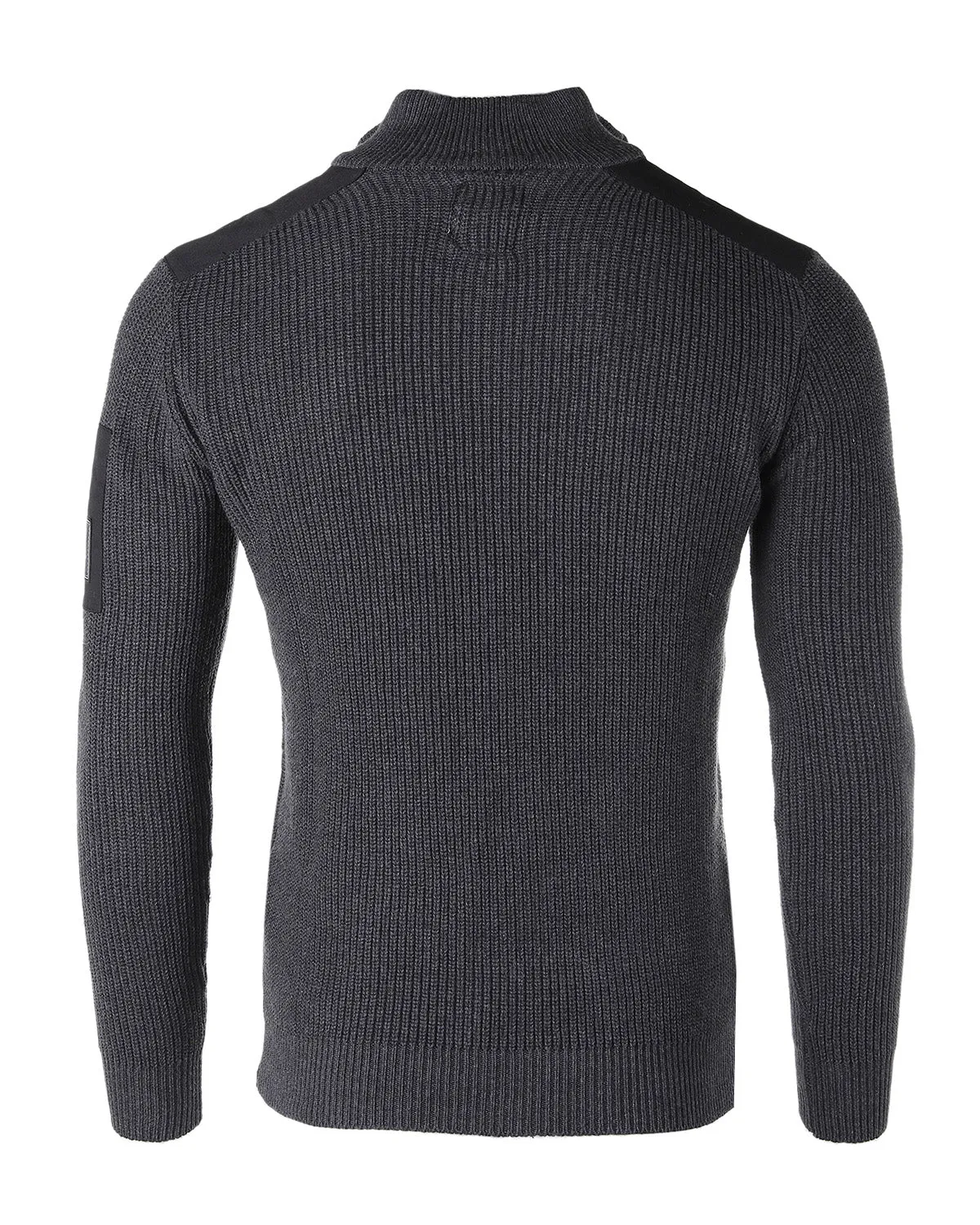 ZIMEGO Mens Long Sleeve Pullover Quarter Zip Mock Neck Polo Sweater with Pocket